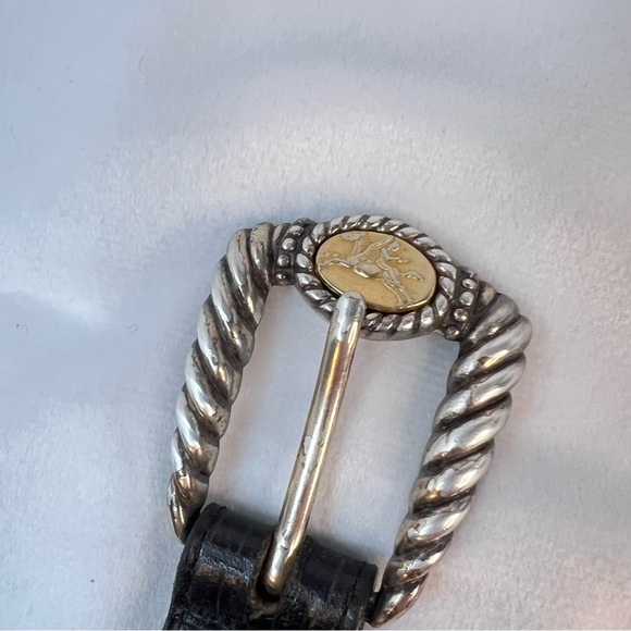 Vintage 90’s BRIGHTON Museum Collection Black Leather Coin Belt SZ M main image 4